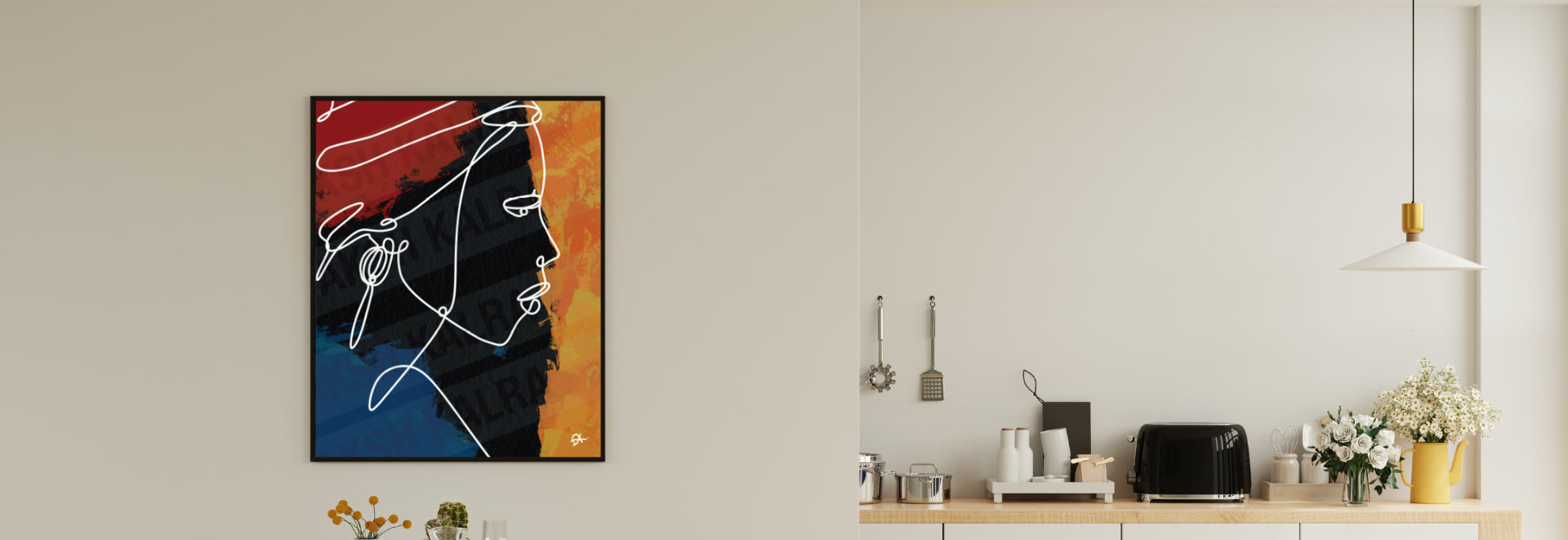 A mockup for an artwork.